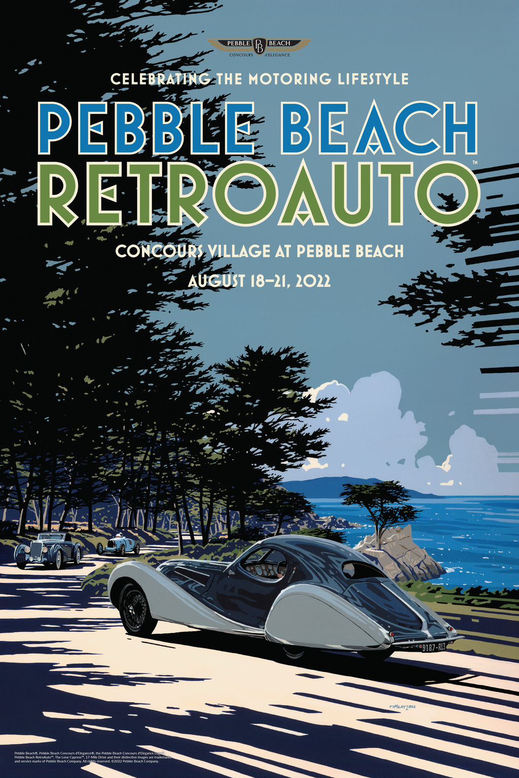 2022 Pebble Beach Retro Auto Poster